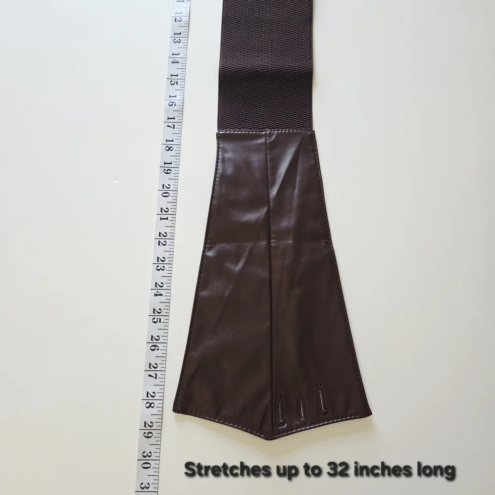 Stretchy wide brown waist belt - Picture 9 of 10